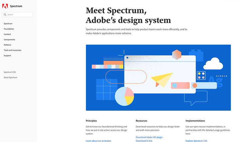 Adobe Spectrum Design elements in use