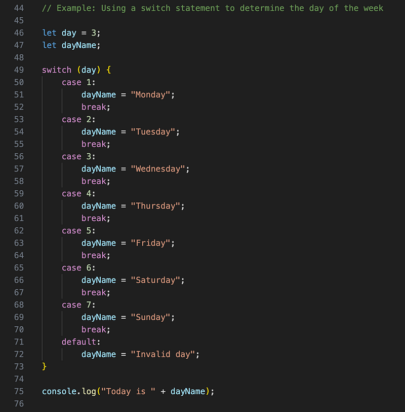 Switch Statement Example