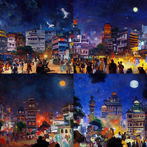 Tintin in a Monet-style South Asian city