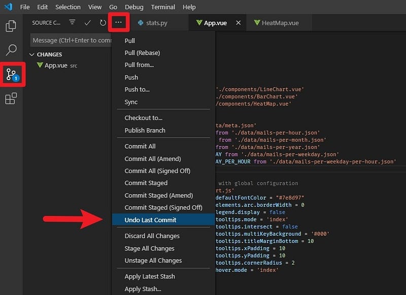 Undo Last Commit in VS Code