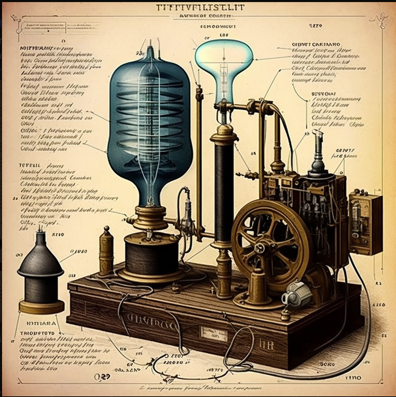 Collage of significant inventions from the 1880s