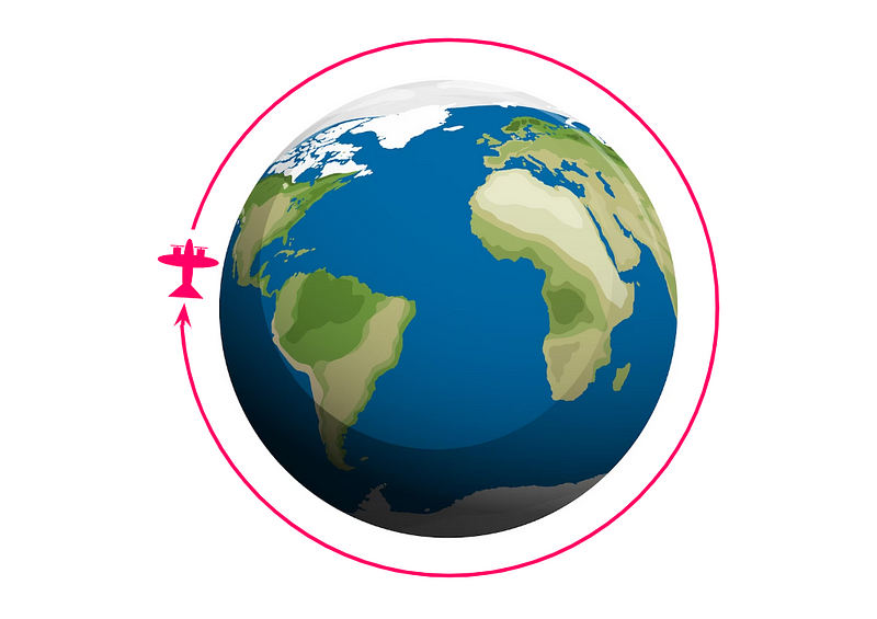 Visualization of light-speed travel around Earth