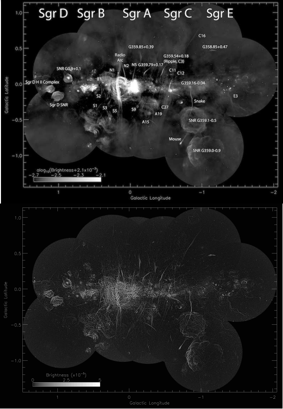 Images of filaments in the Milky Way