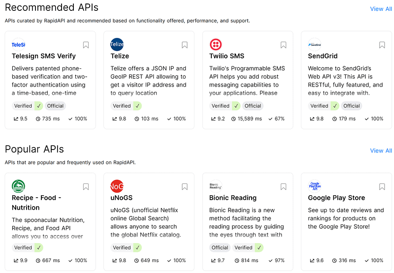 Rapid API metrics snapshot