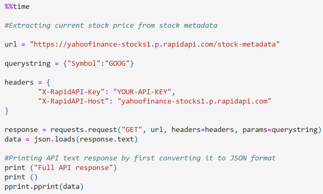 Stock metadata example