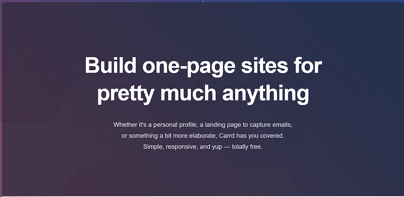 Example of Carrd website layout
