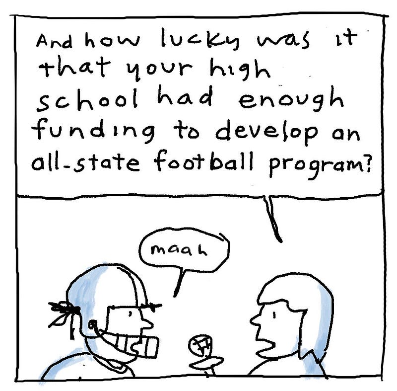 Comic illustrating the interplay of luck and success