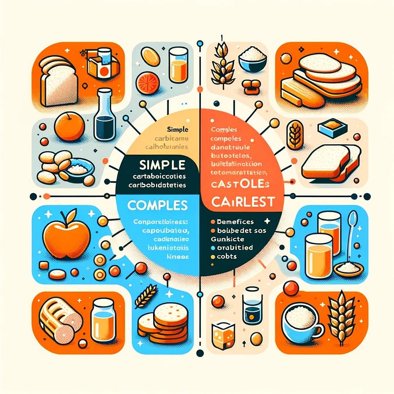 Infographic distinguishing between simple and complex carbohydrates