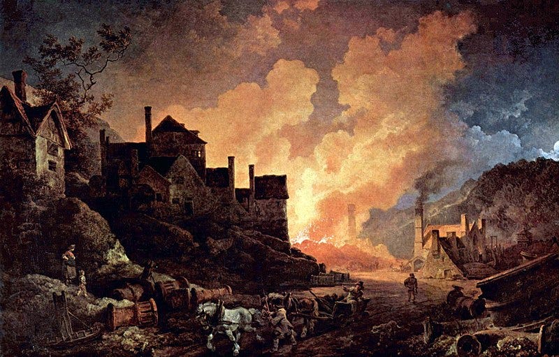 Historical painting depicting Coalbrookedale