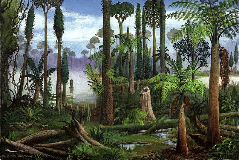 Artistic representation of a Carboniferous forest