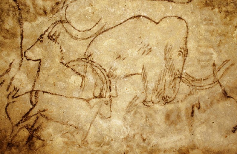 Cave art of a woolly mammoth